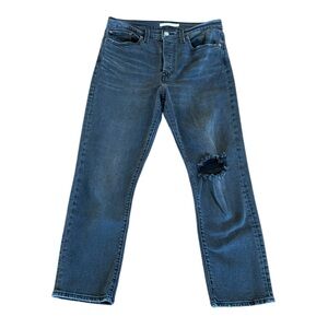 Levi's Wedgie Button Fly Straight Leg Light Wash Black Denim Jeans Size 30